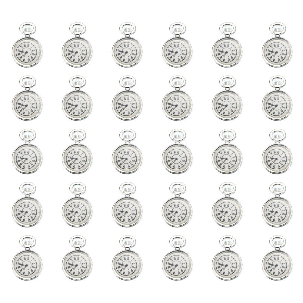20Pcs 0.67×0.43″ Zinc Alloy Watch Clock Charm Pendant, Silver Tone