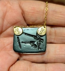 Alex and Ani Black Gold gun Design necklace