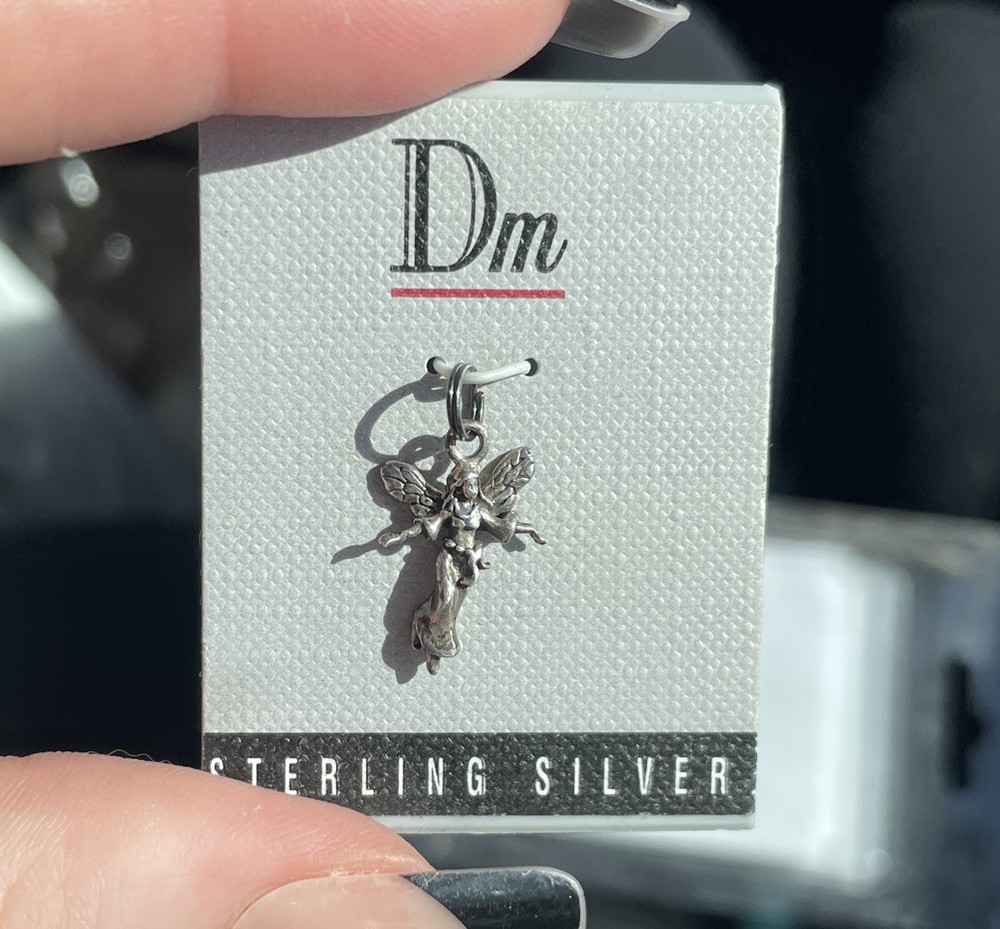 Sterling Silver Fairy Nymph with Wings Arms Outstretched Bracelet Charm