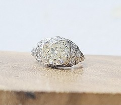 Platinum Vintage Filigree Engagement Ring 2.78ct. Natural Old Mine Diamond GIA