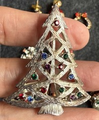 Vtg Christmas Brooch 1 Eisenberg Ice Earings 2 Trees 5 Unsigned