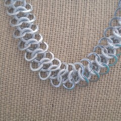 Vintage Germany Aluminum Chainmail Choker Necklace Mid‑Century minimalist 18.25″
