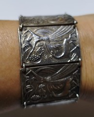 Armenian silver-plated metal bracelet, signed, 8 panels