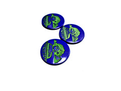 Vintage Czech Egyptian Revival Blue Lapis Glass Sphinx Round Cabochons Cabs 32mm