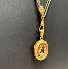 Antique Victorian W .& S. Blackinton Company Gold Filled Locket & Lyre Design