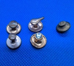 Antique Waistcoat Collar Buttons Dress Stud Flat Copper, Plated, Mother Of Pearl