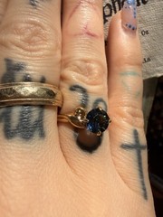 Vintage Seta Gold Plate Sapphire Ring Size 6.75 Solitaire Estate Find