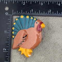 Vintage Flying Colors Turkey Brooch Thanksgiving Gobble