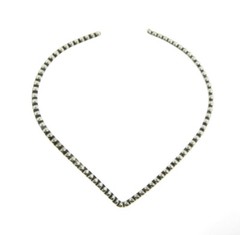 Vintage Silver Plate V Collar Choker Necklace 5mm 15.5