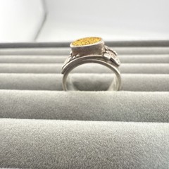 Sajen Sterling Silver Ring Adjustable Drusy Druzy Quartz Gold 925 7.75 – 9.75