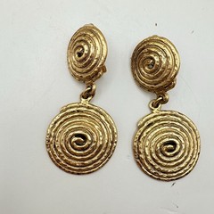R.J. Graziano Necklace Earrings Set NWT Gold Tone Spiral Disc Statement Collar