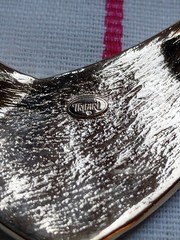 Vtg Choker Flatten Snake goldtone Signed TRIFARI black Enamel Statement 70s-80s