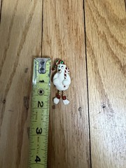 Vtg VERO Gold Tone Enamel POLAR BEAR Christmas Candy Cane Santa Pin Brooch