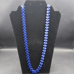 Vintage Trifarl Necklace 29in Blue Square Bead