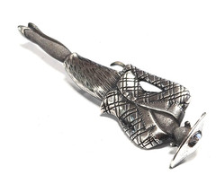 Vintage 925 Sterling Silver Art Deco Glam Fashion Lady Woman Pin / Brooch