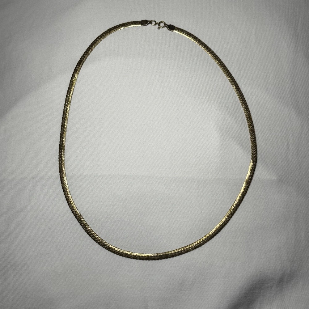 Vintage 18 Inch – 1/20 14k Gold Filled Textured Herringbone Chain Necklace