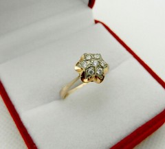 Vintage Style Flower Cluater Ring 2 Ct Lab Created Diamond 14k Yellow Gold Over
