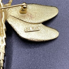 Vintage Erwin Pearl Enamel Dragonfly Brooch Gold Tone