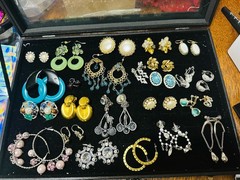 Lot Of 25 Pair Vintage Clip On, Pierced Earrings Some Signed
