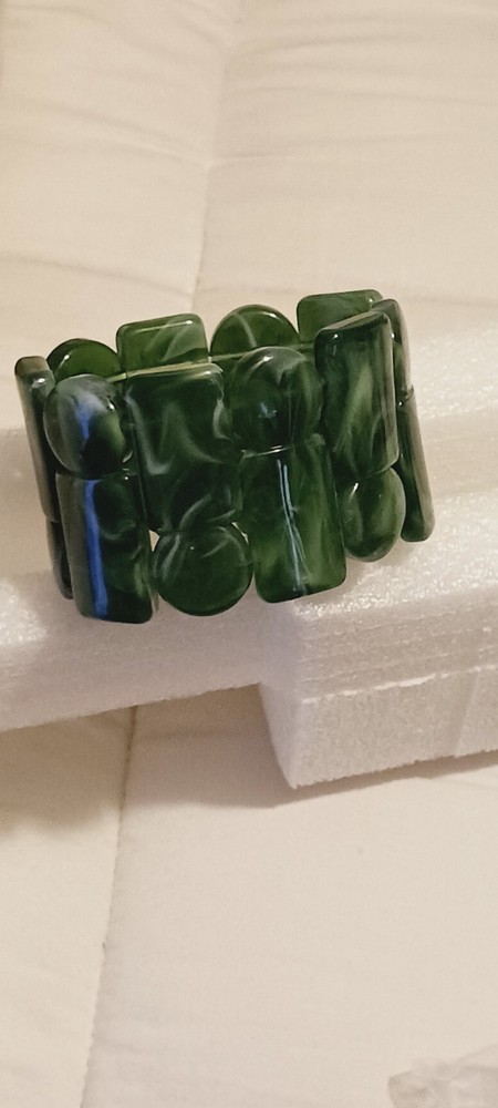 Chunky Green Marbled Acrylic Resin Bangle Bracelet
