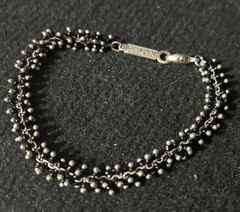 Vintage Napier Silver And Black Bead 7” Bracelet Attractive