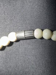 Vintage Cream Bead Necklace 16.5” Possibly Bone Natural Material Screw Clasp