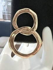 Vintage Gold Tone Interlocking Double Link Drop Statement Earrings 2 1/8″, 19gm