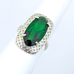 Vintage Luxury RING Silver 925 with Chic Big Bright Stone -size: 9US (19mm)| #53