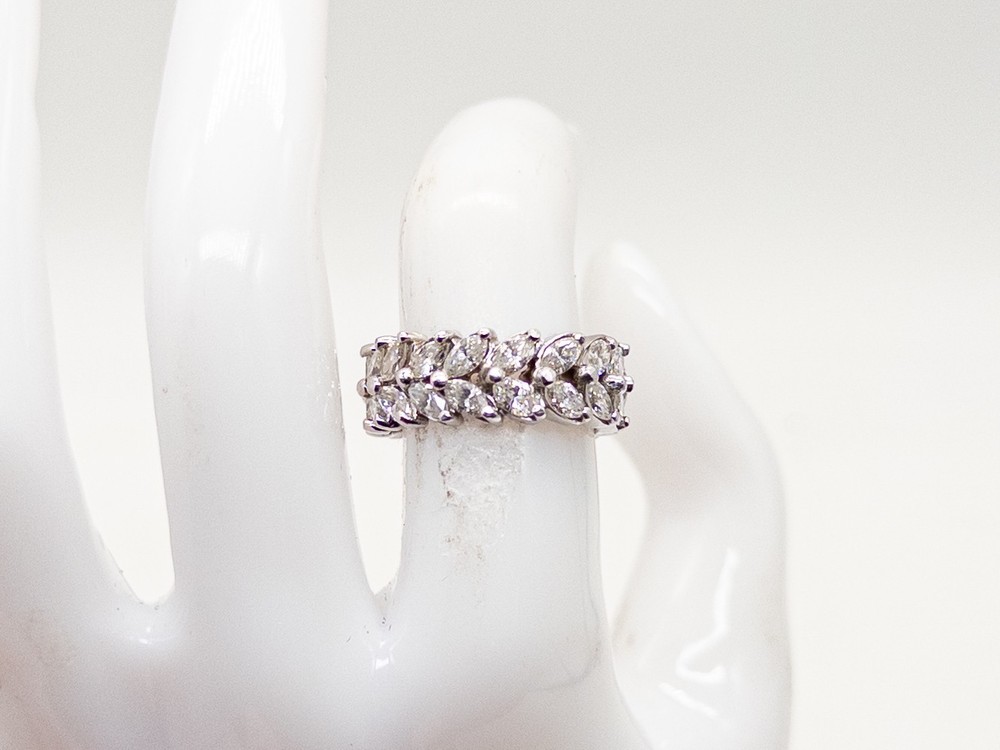 Vintage 1930s 4ct VS G Marquis Diamond 7mm Platinum Eternity Band Ring SZ 6 8g