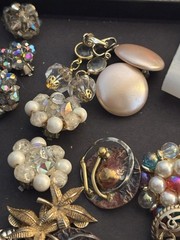 Vintage Clip On Earring Lot , All Wearable Lot #4 Sold As Is