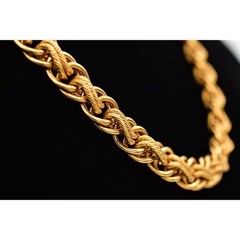 Napier Vintage 24″ Chunky Curb Rope Chain Necklace Gold Heavy Signed 1970s BinBM
