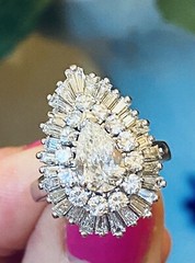 Stunning RING-DANT Platinum 4.00ct Diamond Ballerina Baguette Ring