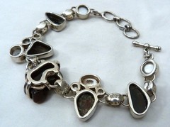 STARBORN FIRE AGATE PEARL CHAMPAGNE WHITE TOPAZ STERLING SILVER BRACELET NEW