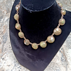 Vintage Style Georgian Collet Necklace 17″ Olive Green Iridescent Anna Wintour