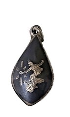 Vintage Siam Niello Sterling Silver Set Bracelet Pendant Earrings 925