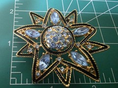 2 Pc Set 10 Point Star Vintage Rhinestone Brooch And Matching Clip Earrings