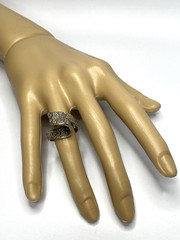 Vintage Half Loop Offset Textured 925 Silver Ring Rare Size 7.25 and 8 grams