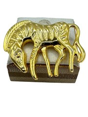 Vintage Zebra Brooch Pin With Textured Design & Secure Clasp