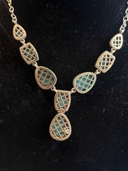 Barse Turquoise Cabochon Statement Necklace Thai Boho