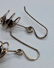 Vtg French Wired Honey Color Glass Bead Silver Dangle Drop Earrings