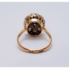 Vintage 14K Karat Solid Two Tone Multi Color Gold Sapphire & Diamond Ring