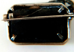 VTG Art Deco Sterling Silver Gold Black Onyx Marcasite Bow Pin Brooch 1.5 in