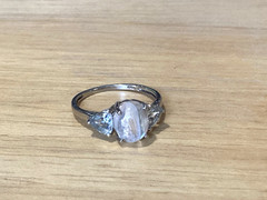 Vintage Sterling Silver Ring Moonstone Aquamarine/Blue Topaz? 925 7.5 AS IS