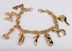 Vintage Barbie For Girls Gold Tone Charm Bracelet 7.5″ w/ Box & COA