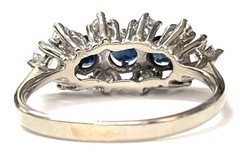 14k White Gold Sapphire & Diamond Ring Size 5.25