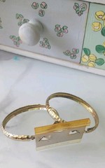 VTG Goldtone Metal Hoop Texture Pierced Earrings Hypo Allergenic Jewelry USA