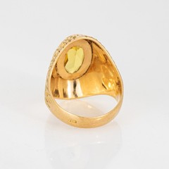 60s Portuguese Citrine Ring 19k Yellow Gold Cocktail Dome Fine Jewelry 7.5