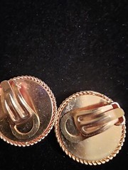 Mosaic Italian Clip Earrings Orange and White