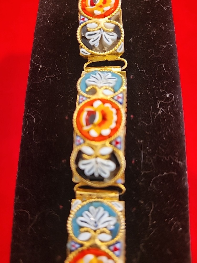 Bracelet Venetian Millefiori Micro Mosaic link Italy 5 Link NWOT R342