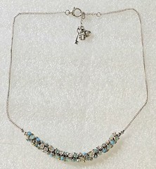 Vintage signed FOSSIL Turquoise Baby Blues Rondelle Beaded Center Necklace